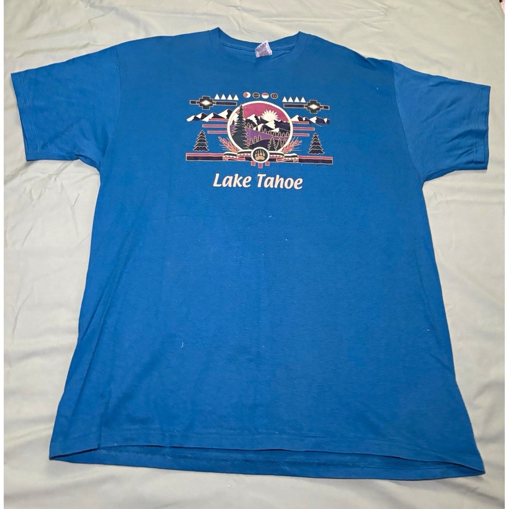Vintage Men's Lake Tahoe Graphic T-Shirt, Blue, XL
